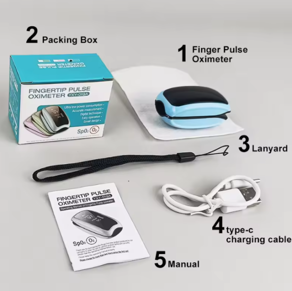 Rechargeable Medical Pulse Oximeter, Blood Oxygen Saturation Monitor Digital LED Display Child - Image 2